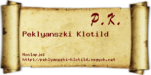 Peklyanszki Klotild névjegykártya